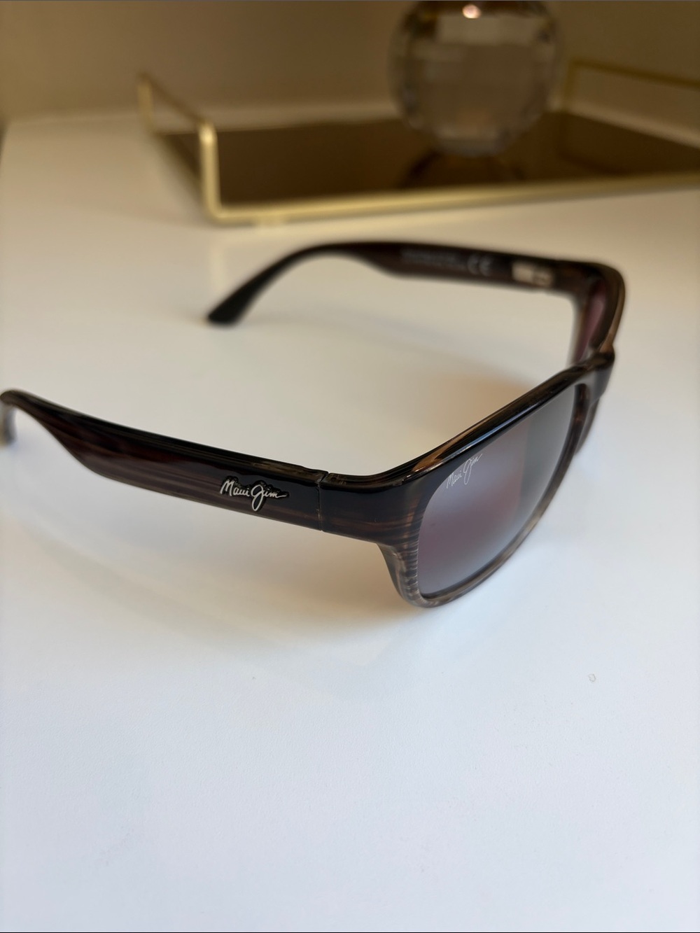 Men Maui Jim Brown Gradient Tortoise Frame Sunglasses